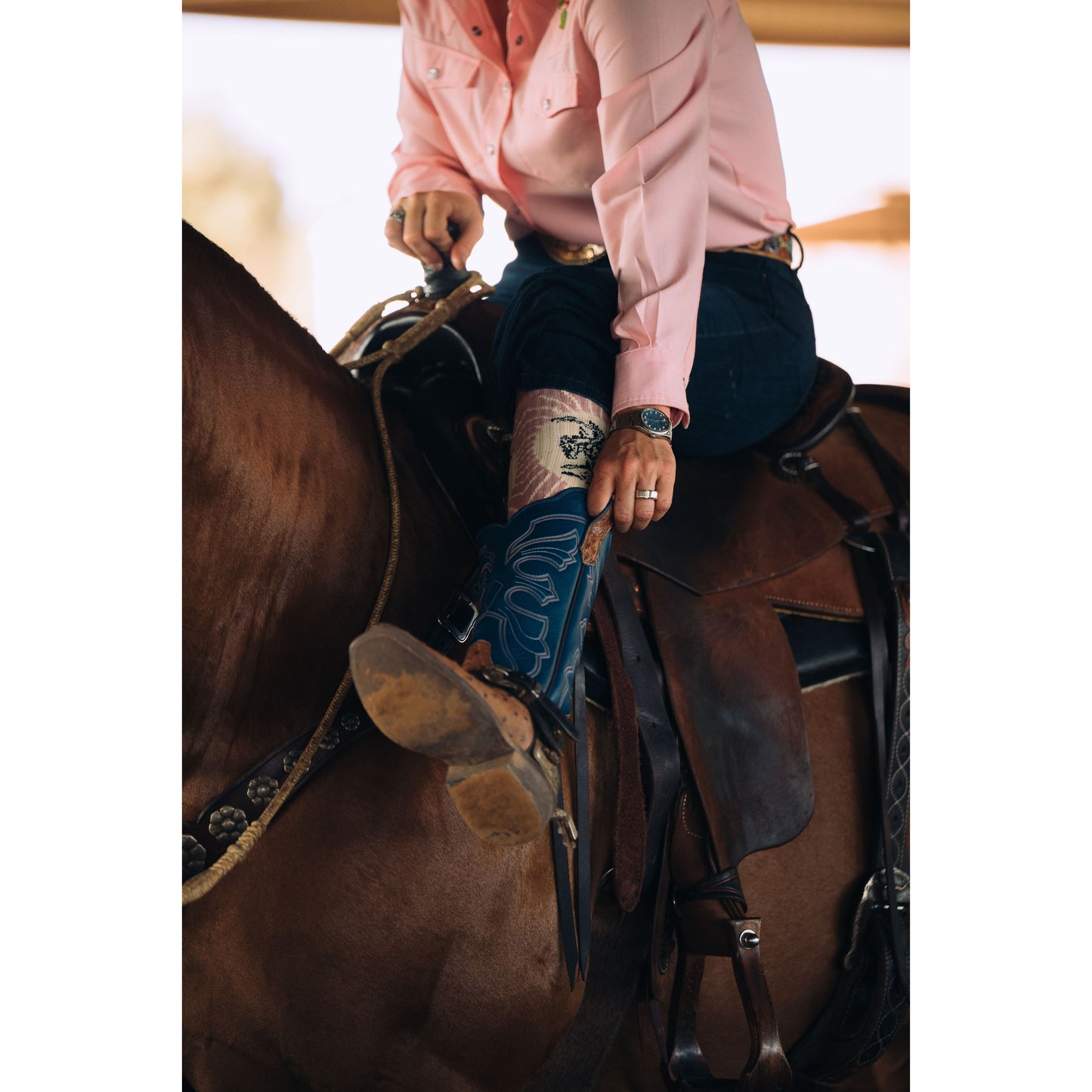 Fringe Bucking Dusty Pink Performance Boot Socks