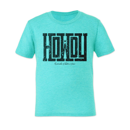 A western adult t-shirt with the word Howdy on the front. A great trendy tee for western wear, ranch wear, rodeo wear, or even a night out on the town for any cowboy or cowgirl.