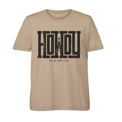 A western adult t-shirt with the word Howdy on the front. A great trendy tee for western wear, ranch wear, rodeo wear, or even a night out on the town for any cowboy or cowgirl.