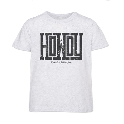 A western youth t-shirt with the word Howdy on the front. A great trendy white fleck tee for western wear, ranch wear, rodeo wear for any cowboy or cowgirl.