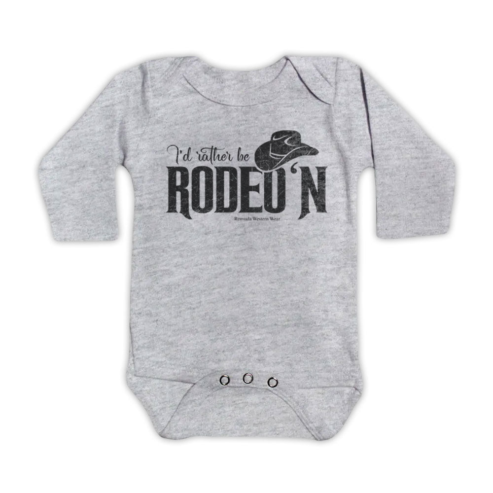 I'd Rather Be Rodeo'n - Infant Western One Piece Romper