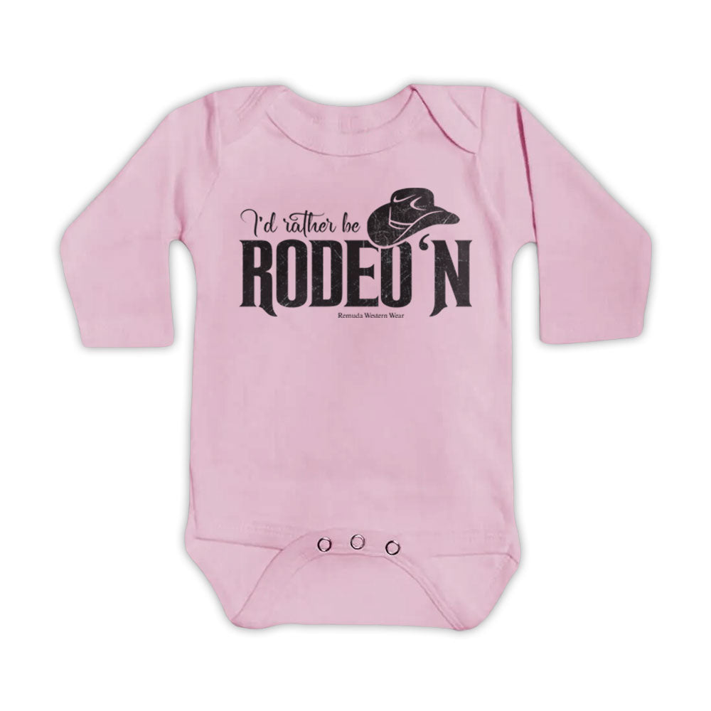 I'd Rather Be Rodeo'n - Infant Western One Piece Romper