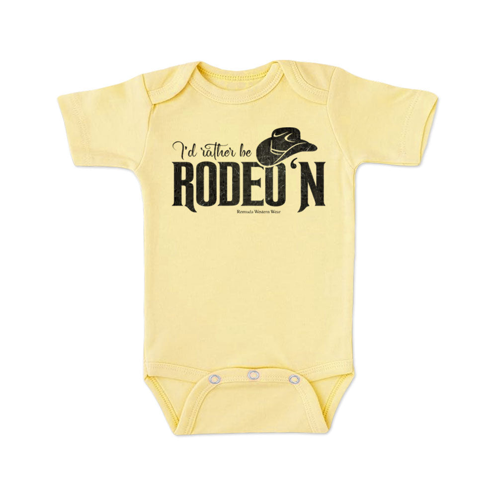 I'd Rather Be Rodeo'n - Infant Western One Piece Romper