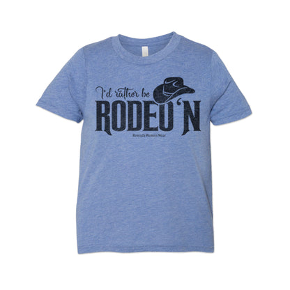 I'd Rather Be Rodeo'n Youth Western Tee in Blue