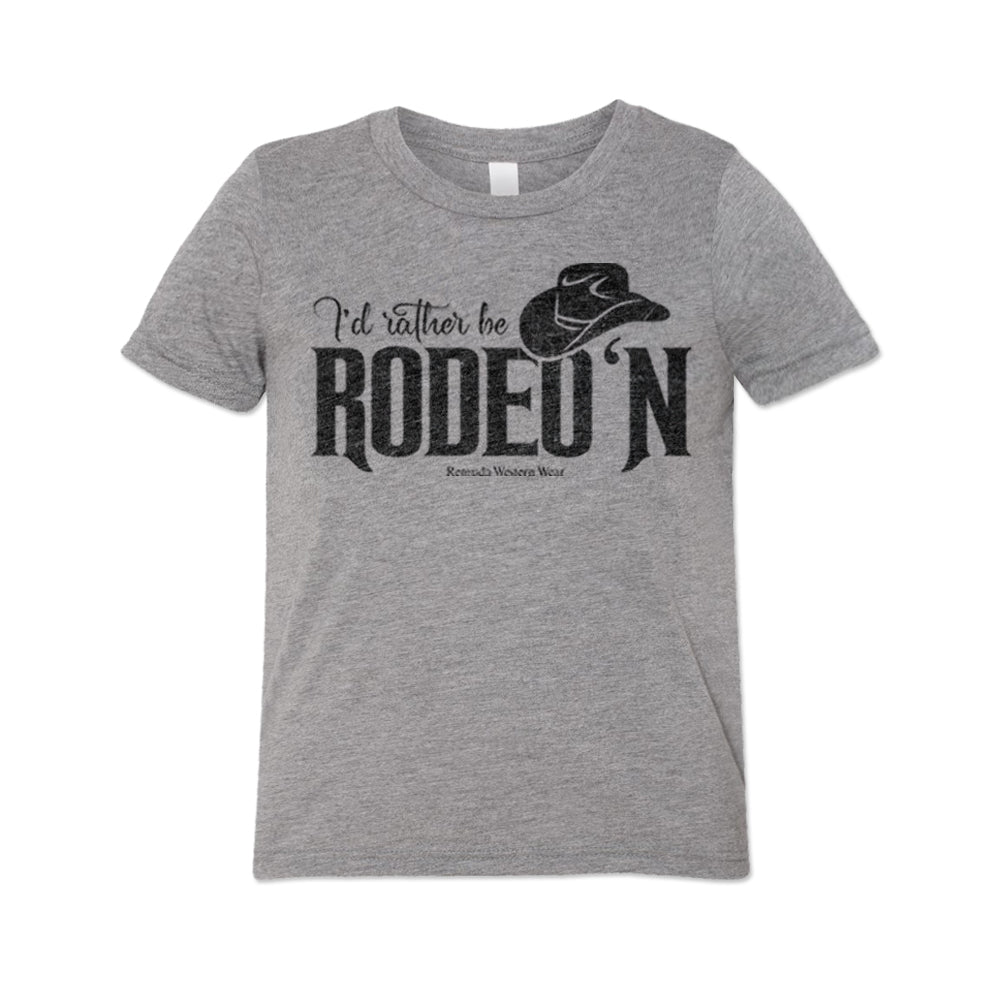 I'd Rather Be Rodeo'n Youth Western Tee in Grey