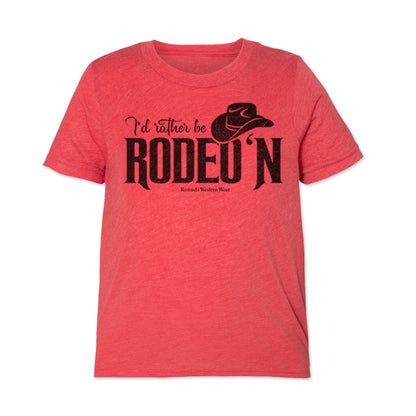 I'd Rather Be Rodeo'n Youth Western Tee in Red