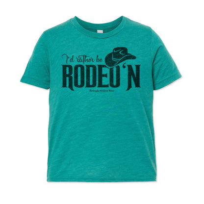 I'd Rather Be Rodeo'n Youth Western Tee in Teal