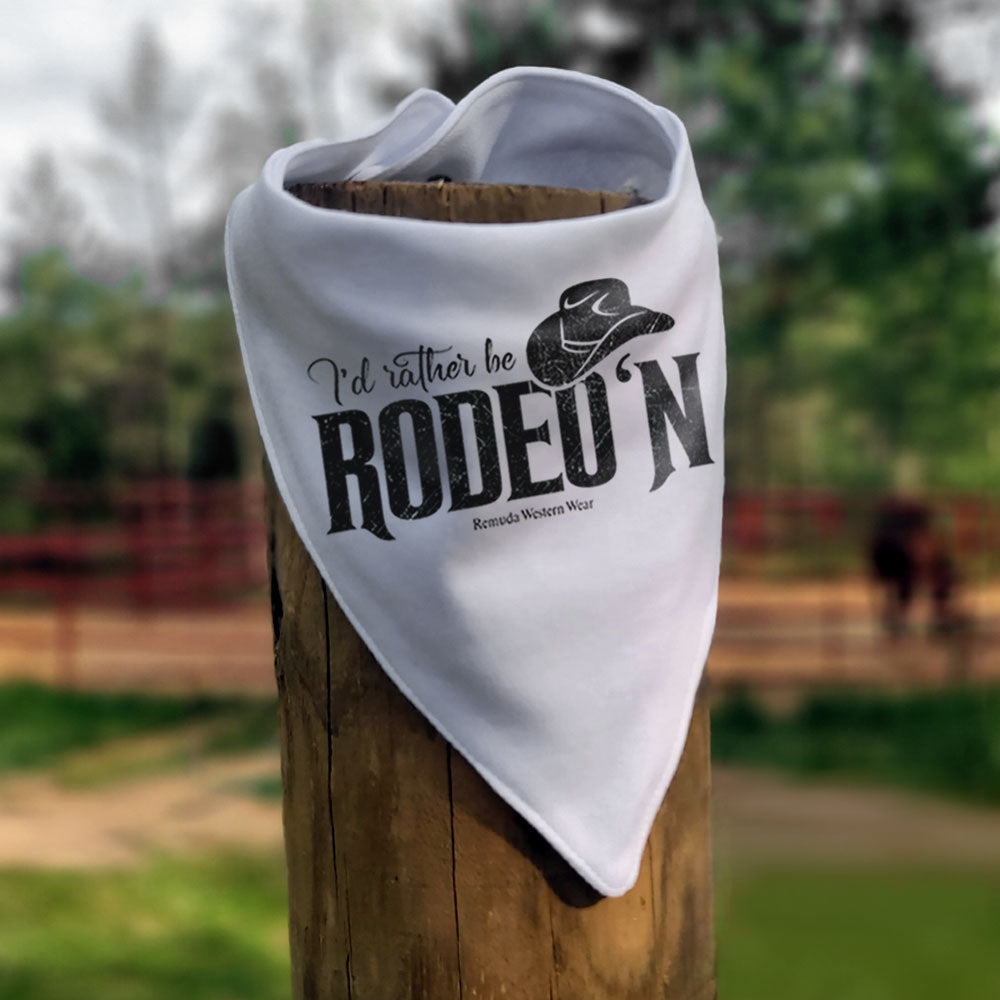 I'd Rather Be Rodeo'n - Infant Bandana Style Western Bib