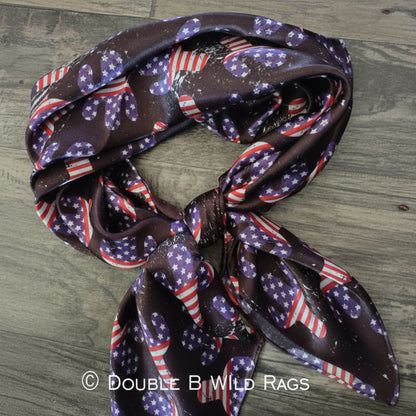 Wild Rag 100% SILK Patriotic Red White Blue Cactus USA Flag Cowboy Western Neck Scarf Bandana by Double B Wild Rags Creative image