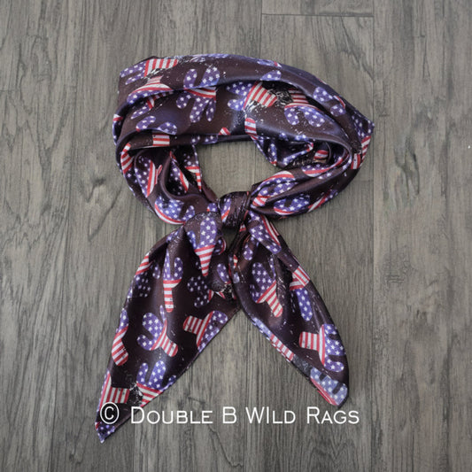 Wild Rag 100% SILK Patriotic Red White Blue Cactus USA Flag Cowboy Western Neck Scarf Bandana by Double B Wild Rags