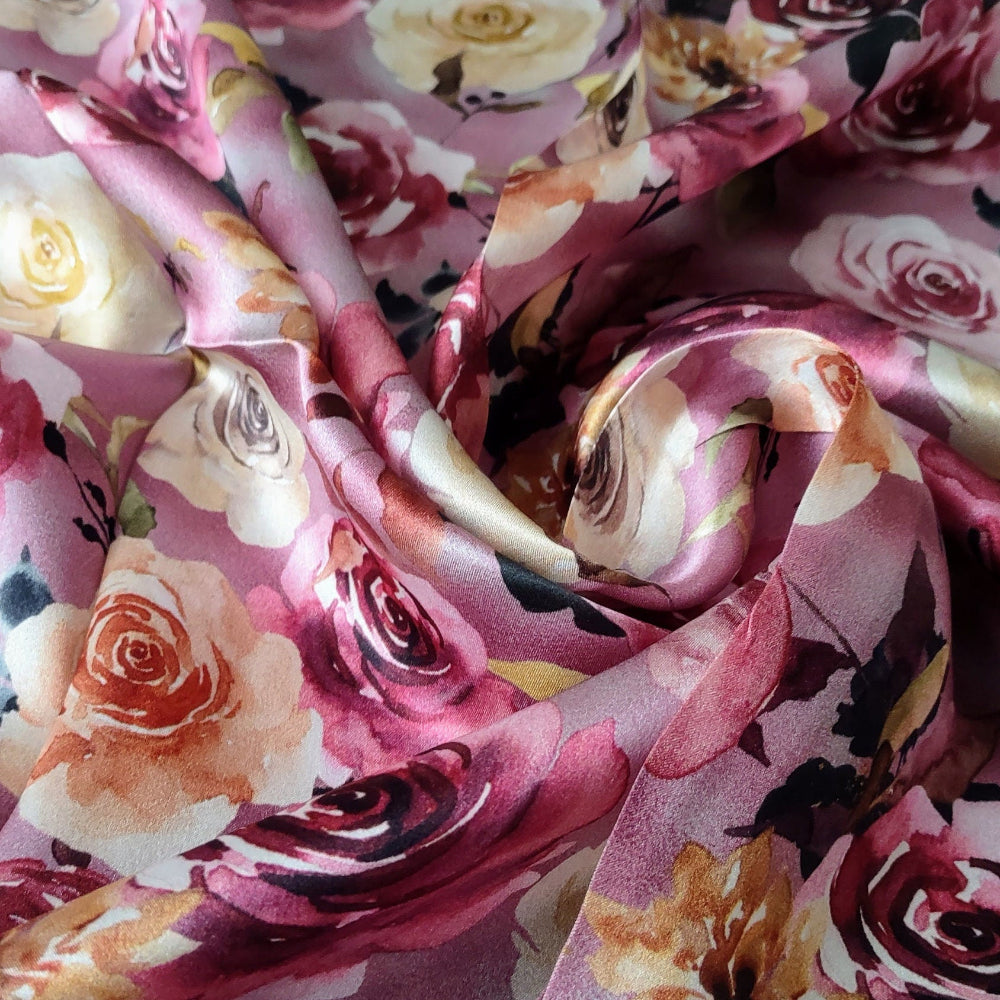 Wild Rag 100% SILK Lilac Purple Gold Floral Cowboy Western Neck Scarf Bandana by Double B Wild Rags