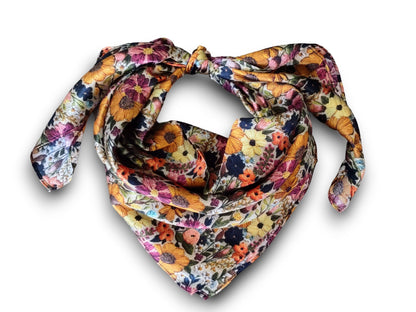 Wild Rag 100% SILK Ivory and Gold Embroidered print Western Neck Scarf Bandanna by Double B Wild Rags