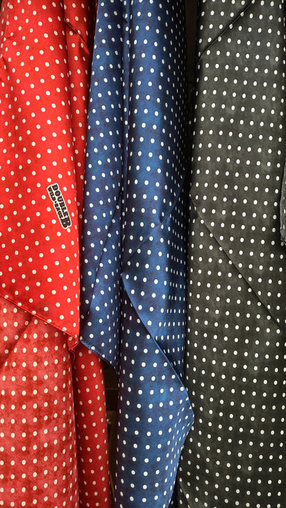 Wild Rag 100% SILK Grunge Polka Dot Blue, Black, or Red Cowboy Neck Scarf Bandanna by Double B Wild Rags