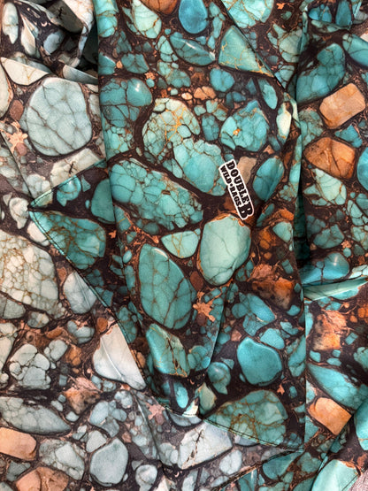Silk Wild Rag Raw Turquoise Stone print by Double B Wild Rags