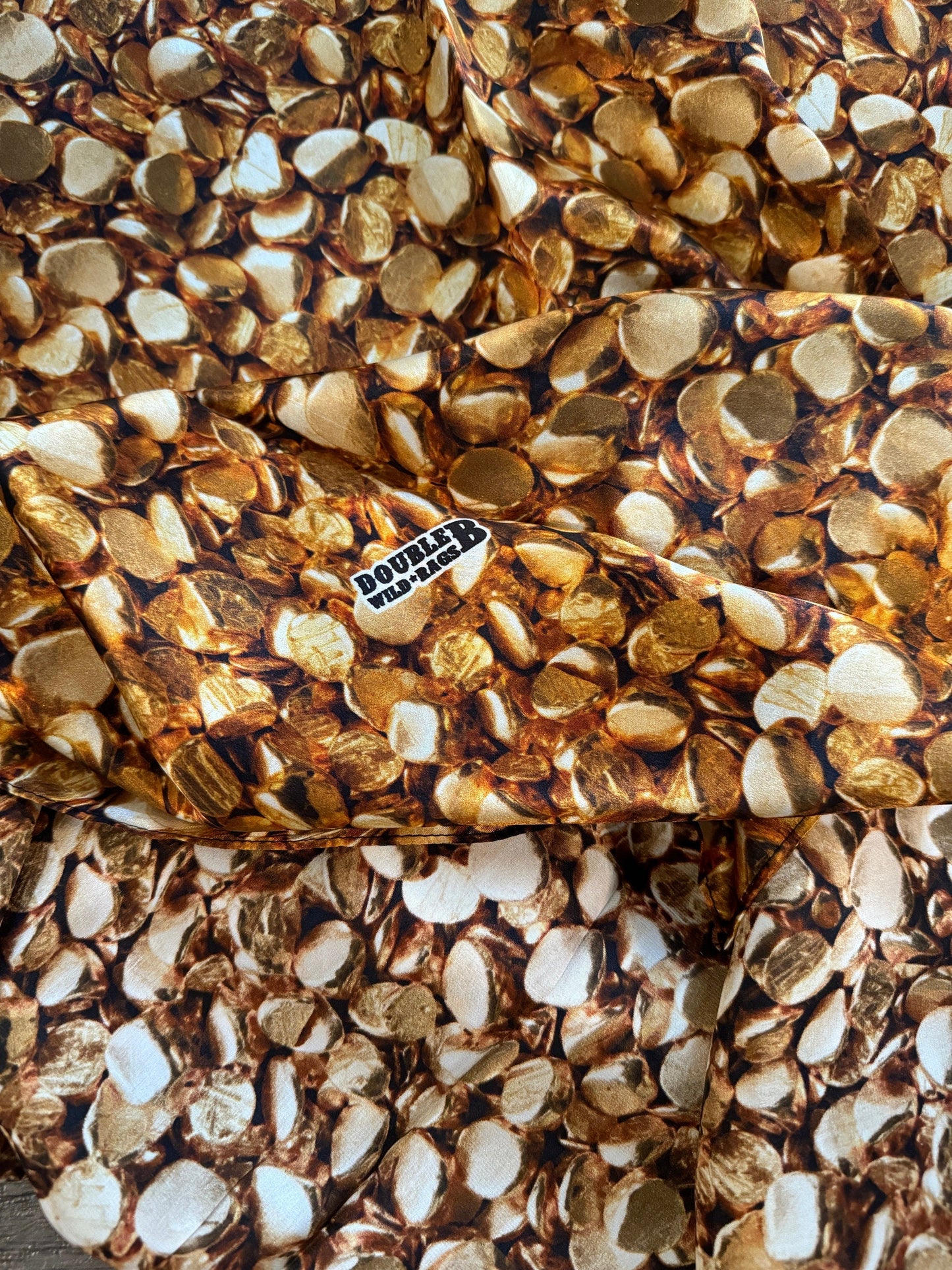Silk Wild Rag Golden Gold Nugget print by Double B Wild Rags