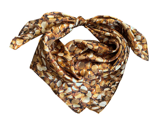 Silk Wild Rag Golden Gold Nugget print by Double B Wild Rags