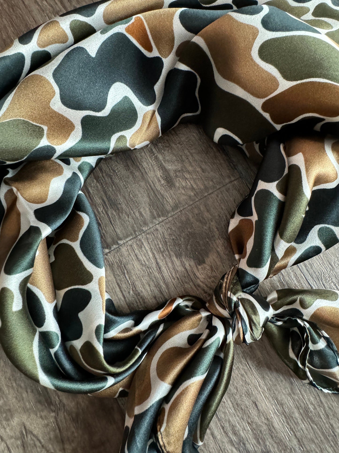 100% Silk Wild Rag Duck Camouflage Browns and Greens by Double B Wild Rags
