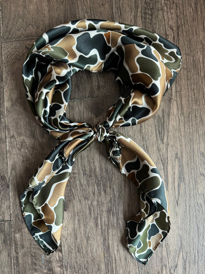 100% Silk Wild Rag Duck Camouflage Browns and Greens by Double B Wild Rags