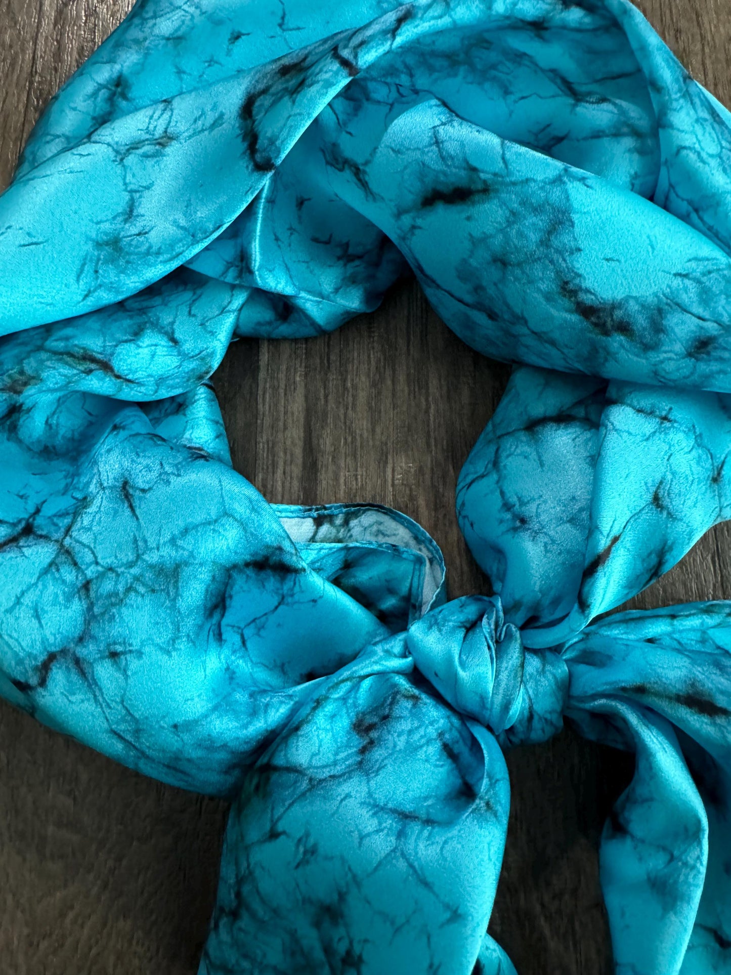 100% Silk Wild Rag Turquoise Stone inspired neck scarf by Double B Wild Rags