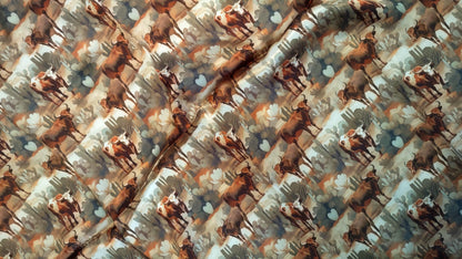 Wild Rag 100% SILK Desert Cattle and Cactus Cowboy Neck Scarf Bandanna by Double B Wild Rags