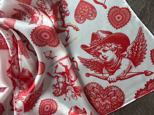 100% Silk Wild Rag “Cowboys Best Friend” by Double B Wild Rags Cowdog sketch’s on beige Corgi Frenchie Golden Retriever Jack Russel