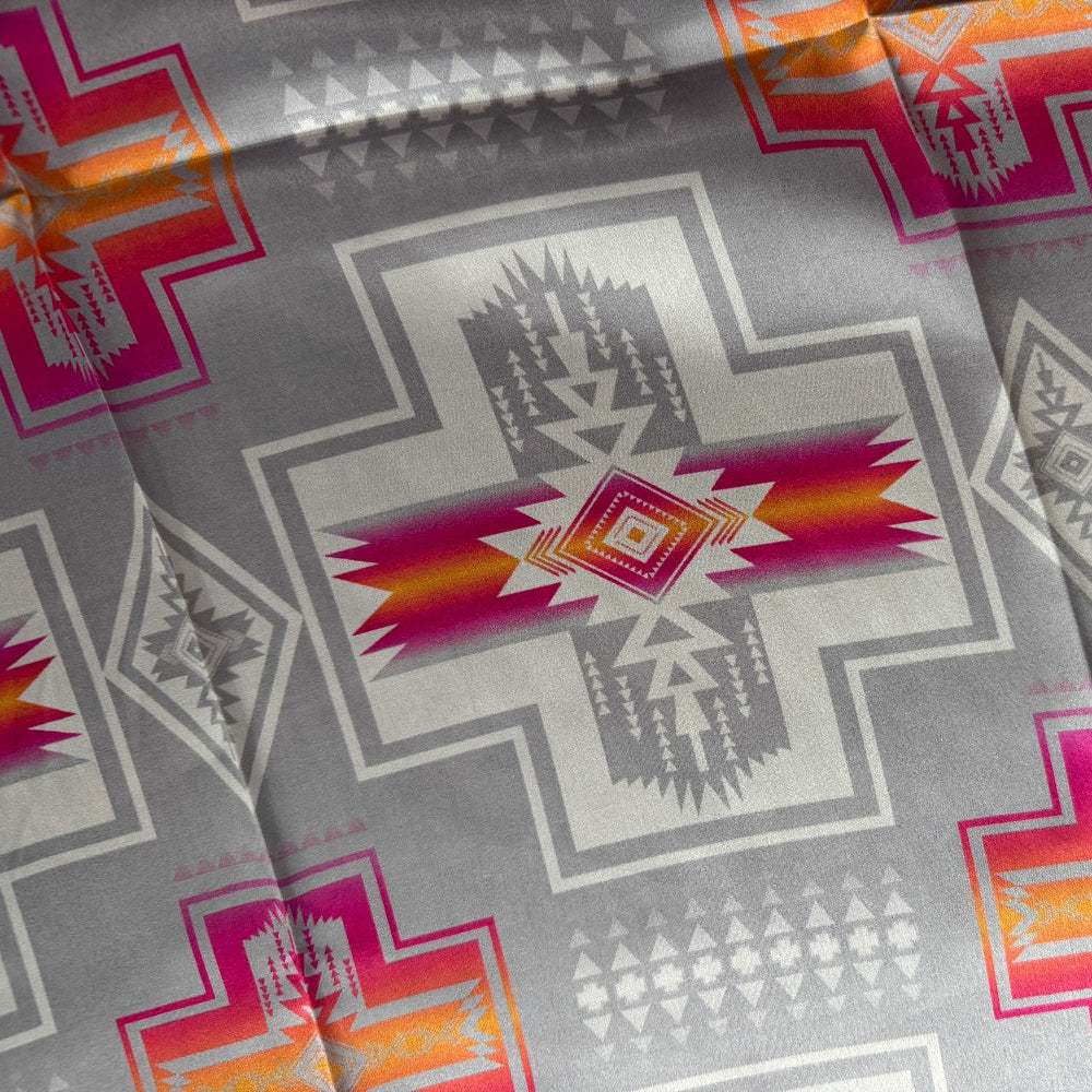 100% Silk Wild Rag Navajo Style Neck Scarf Bandana Double B Tribal Silver, White, Hot Pink, Orange
