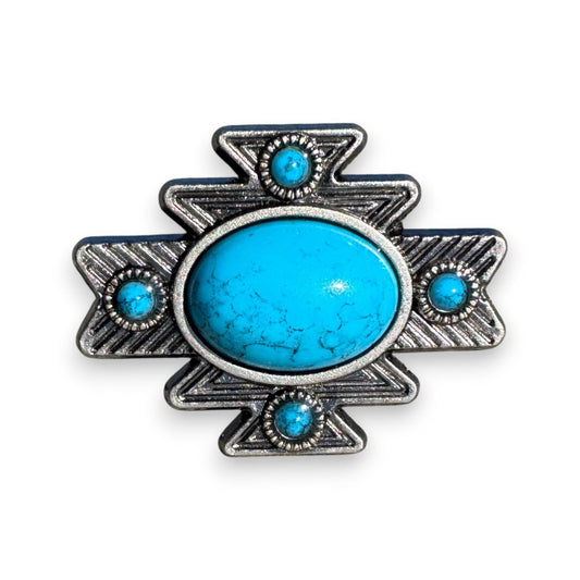 Southwestern Style Cowboy Scarf Slide Keeper Turquoise Stone Double B