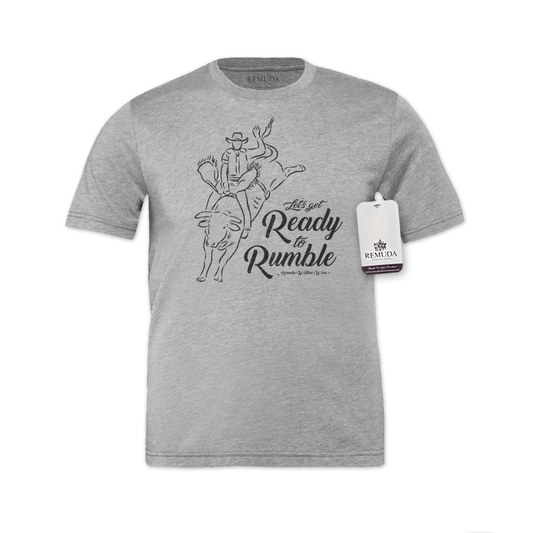 Ready To Rumble Adult Unisex Western Tee T-Shirt Black on Gray