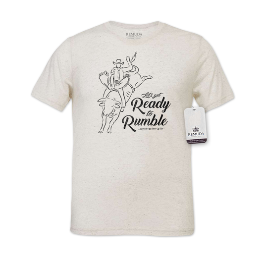 Ready To Rumble Adult Unisex Western Tee T-Shirt Black on Oatmeal