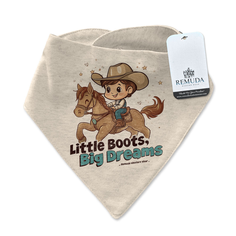 Little Boots, Big Dreams Cowboy Infant / Toddler Western Bandana Bib Oatmeal