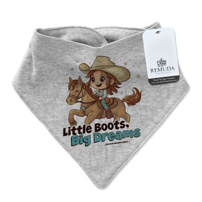 Little Boots, Big Dreams Cowgirl Infant / Toddler Western Bandana Bib Gray