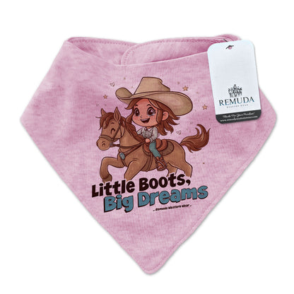 Little Boots, Big Dreams Cowgirl Infant / Toddler Western Bandana Bib Pink