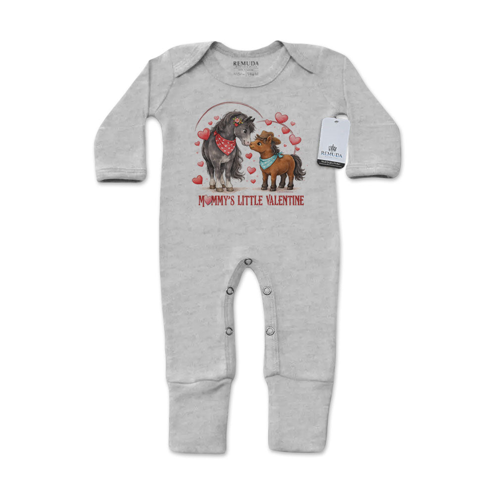 Mommy’s Little Valentine Cowboy gray infant western footed pajamas with mittens