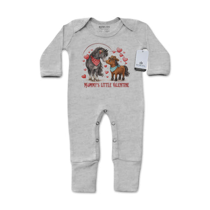 Mommy’s Little Valentine Cowboy gray infant western footed pajamas with mittens