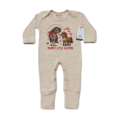 Mommy’s Little Valentine Cowboy oatmeal infant western footed pajamas with mittens