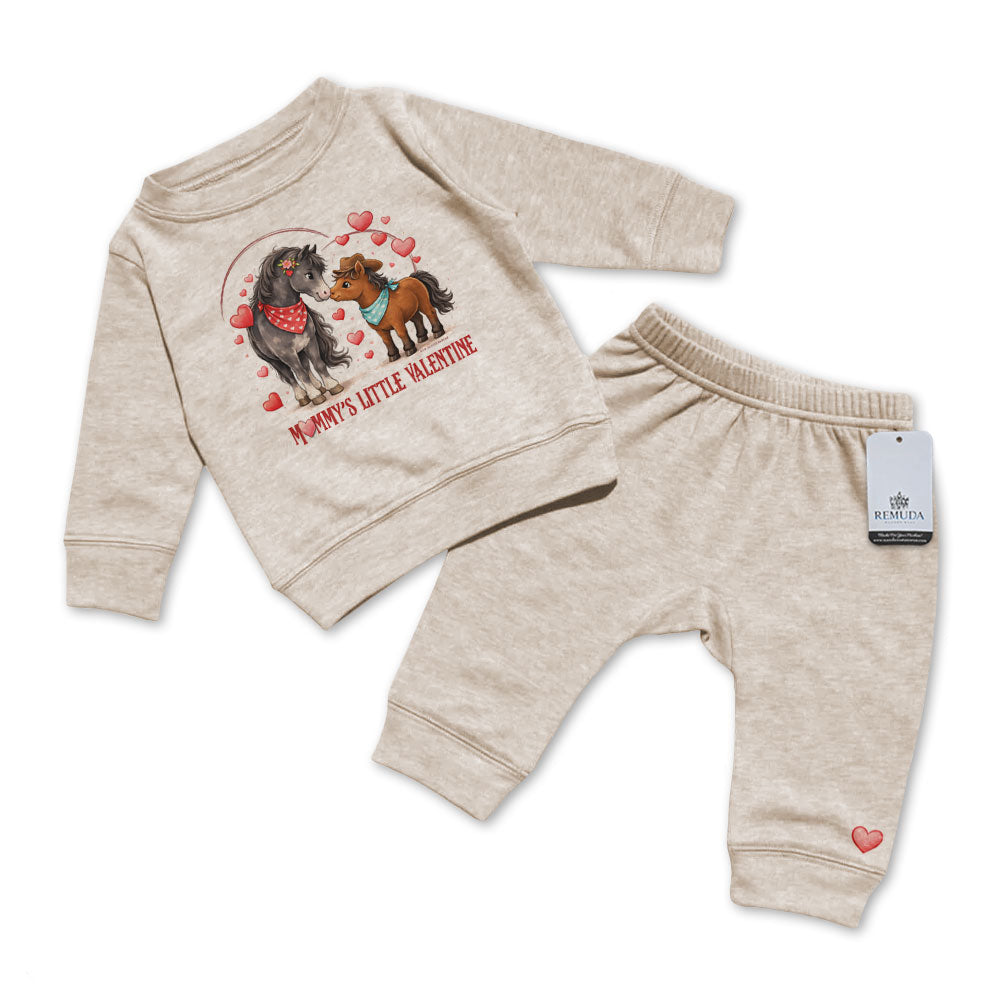 Mommy’s Little Valentine Cowboy oatmeal infant western two piece sweatsuit
