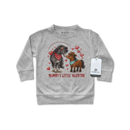 Mommy’s Little Valentine Cowboy gray infant boys long sleeve western shirt with mare and foal design