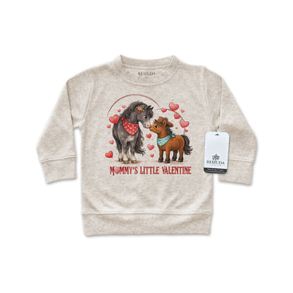Mommy’s Little Valentine Cowboy oatmeal infant boys long sleeve western shirt with mare and foal design