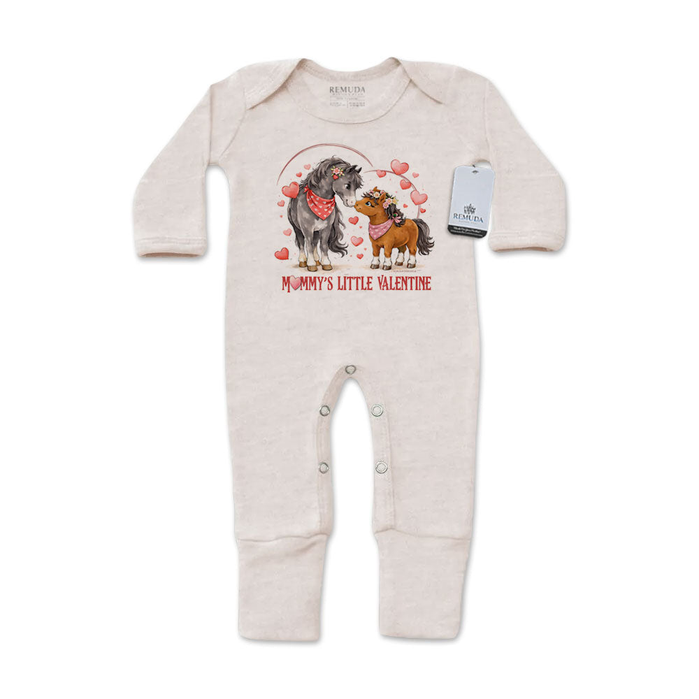 Mommy’s Little Valentine Cowgirl oatmeal infant western footed pajamas with mittens