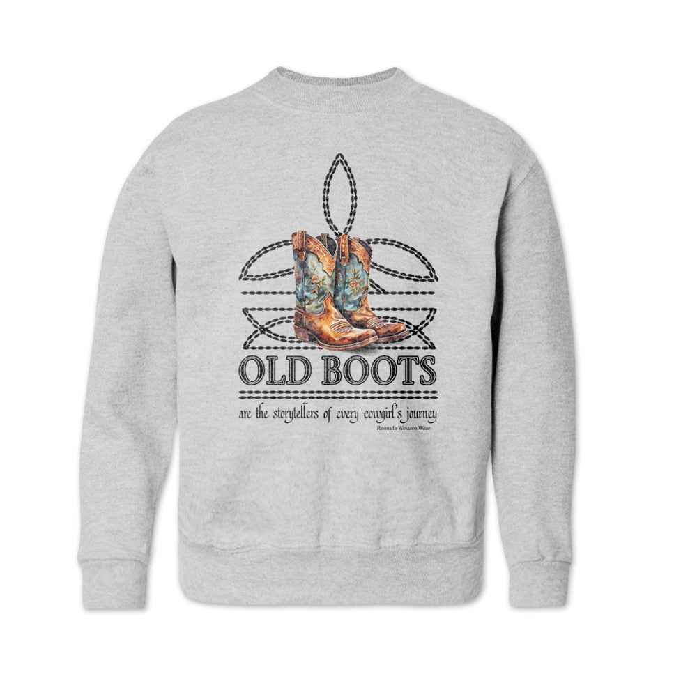 Old Boots - Boot Stitch Cowgirl Western Youth Sweatshirt