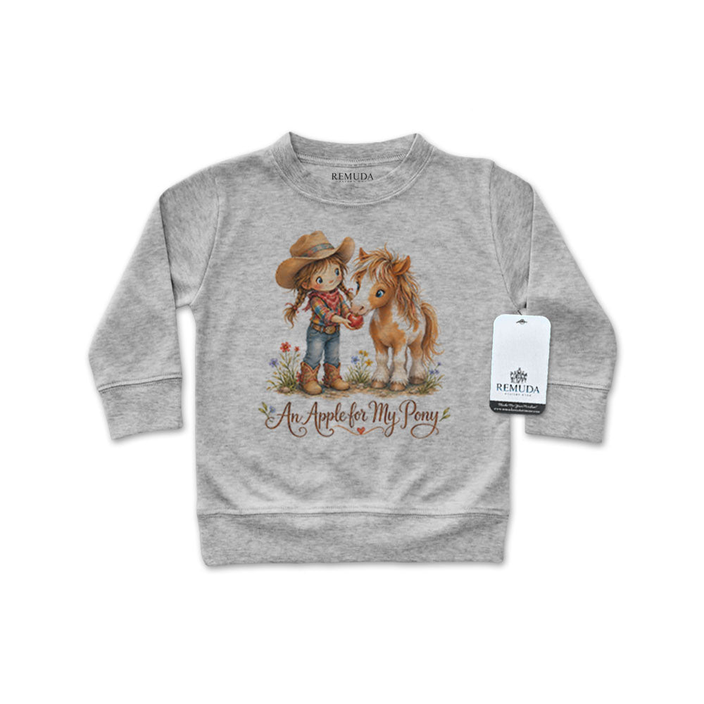 Pony Pals An Apple For My Pony - Western Infant Girls Long Sleeve Pullover Shirt