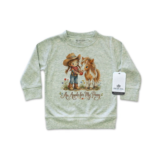 Pony Pals An Apple For My Pony - Western Infant Girls Long Sleeve Pullover Shirt