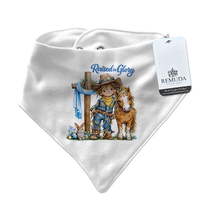 Pony Pals Easter Raised On Glory Cowboy Infant / Toddler Western Boys Bandana Bib in White