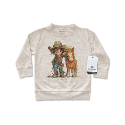 Pony Pals Cowboy Western Infant Long Sleeve Pullover Shirt Oatmeal