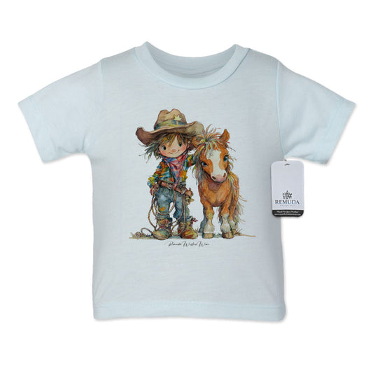 Pony Pals Cowboy Infant Kids Western Tee T-Shirt Light Blue