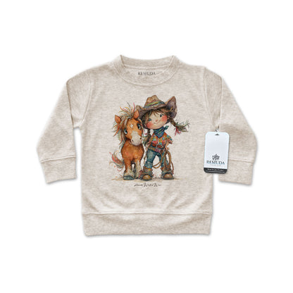 Pony Pals Cowgirl Western Infant Long Sleeve Pullover Shirt Oatmeal
