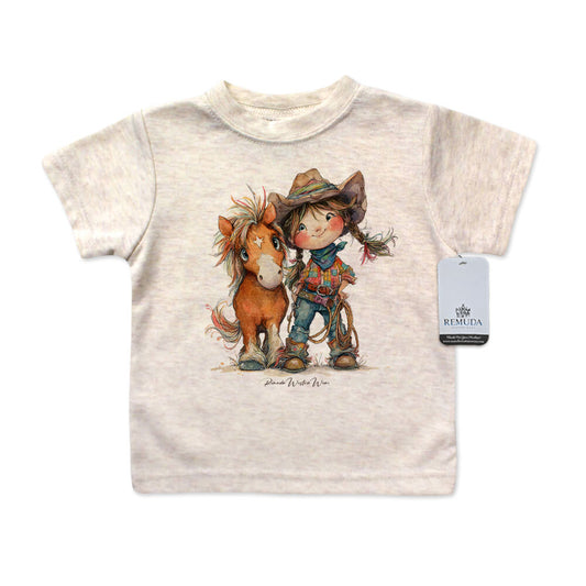 Pony Pals Cowgirl Infant Kids Western Tee T-Shirt Oatmeal
