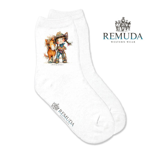 Pony Pals Cowgirl Kids Girls Western Crew Socks