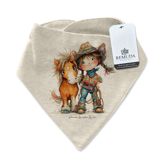 Pony Pals Cowgirl Infant / Toddler Western Bandana Bib Oatmeal