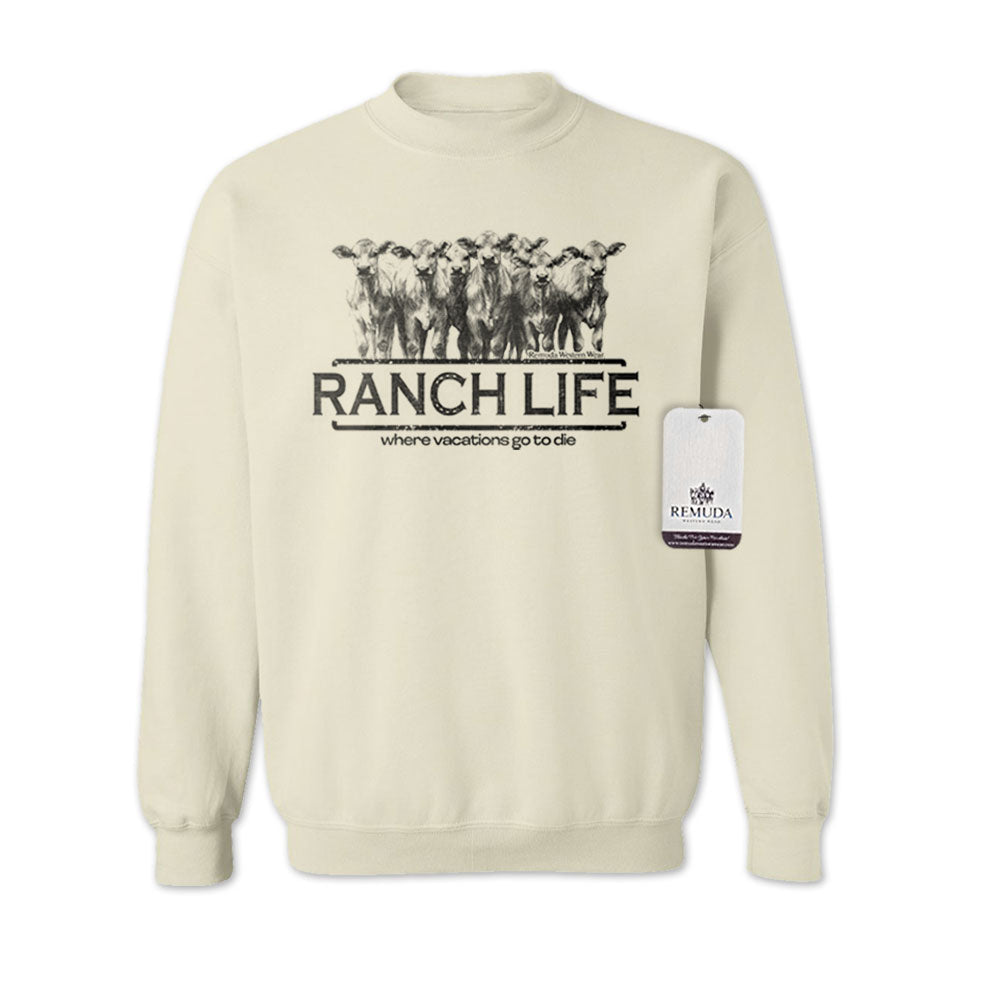 Ranch Life: Where Vacations Go To Die Adult Unisex Western Sweatshirt Sand